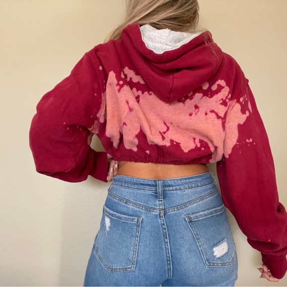 Indiana university Hoosiers Crop Acid washed custom hoodie - Picture 4 of 8